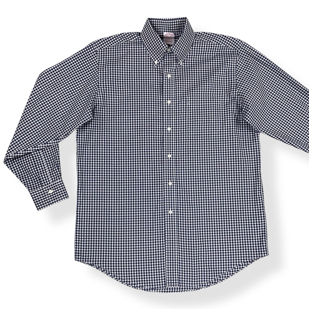 Brooks Brothers Shirt Mens 15 1/2-33 Blue Long‎ Sleeve Check Madison Fit Button